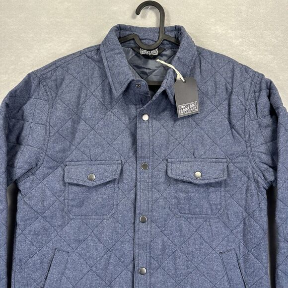 NWT Benny Gold Quilted Snap Large Long Sleeve Shirt Jacket Shacket Blue Men’s - Picture 8 of 12